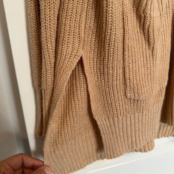 American Eagle Oversized Side Slit Button Up Cardigan - Tan - Picture 5 of 9